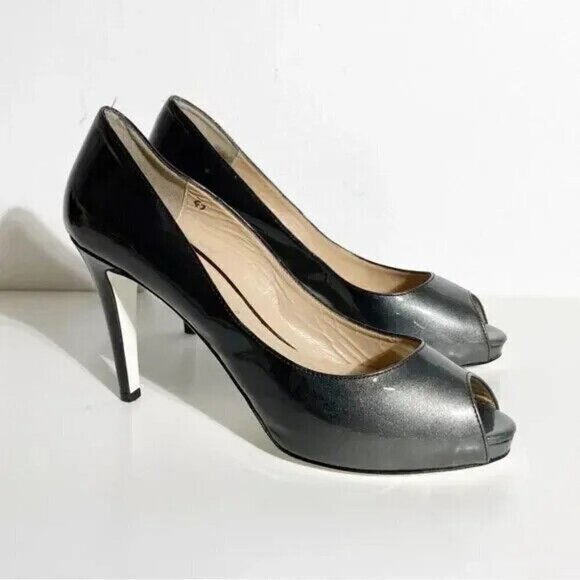 Ron White "Bonnie" Peep Toe Pewter Stiletto Heel BNWT Italy - Picture 1 of 10